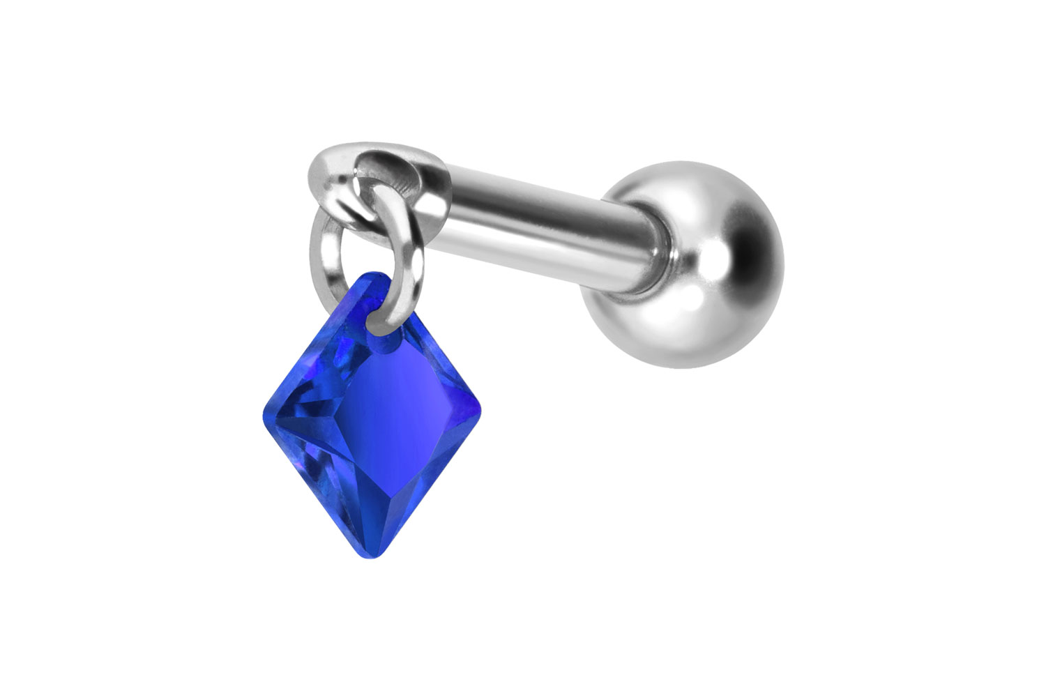 Titan Ohrpiercing mit Innengewinde KRISTALLQUADRAT